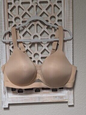 Cacique lightly lined plunge bra beige plus size 46DD underwire basic classic